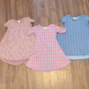 LuLaRoe Kids Dresses in Pink, Blue, and Cream Patterns